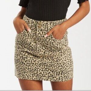 Billabong Animal Print Denim Mini Skirt NWOT Size 30 w